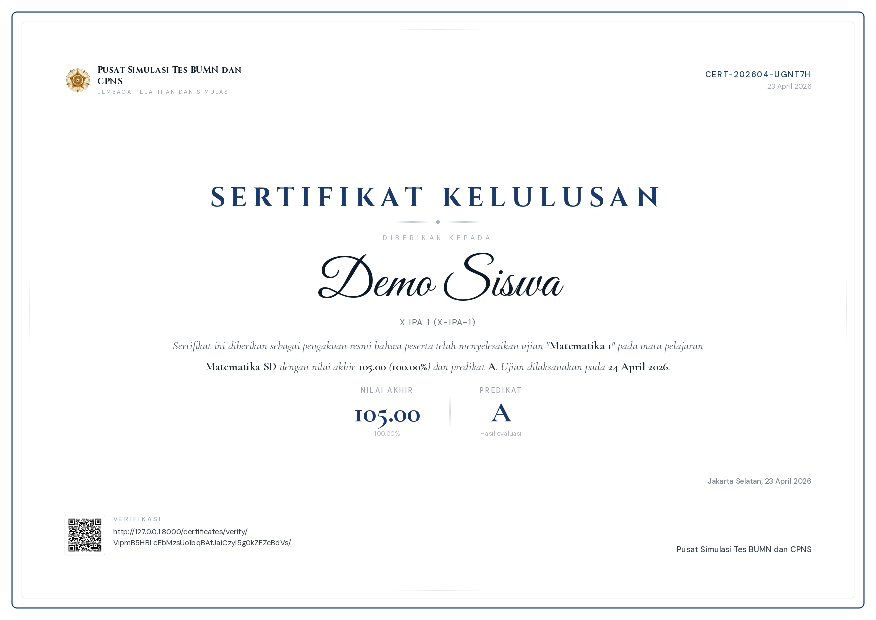 Tampilan sistem CBT Pro